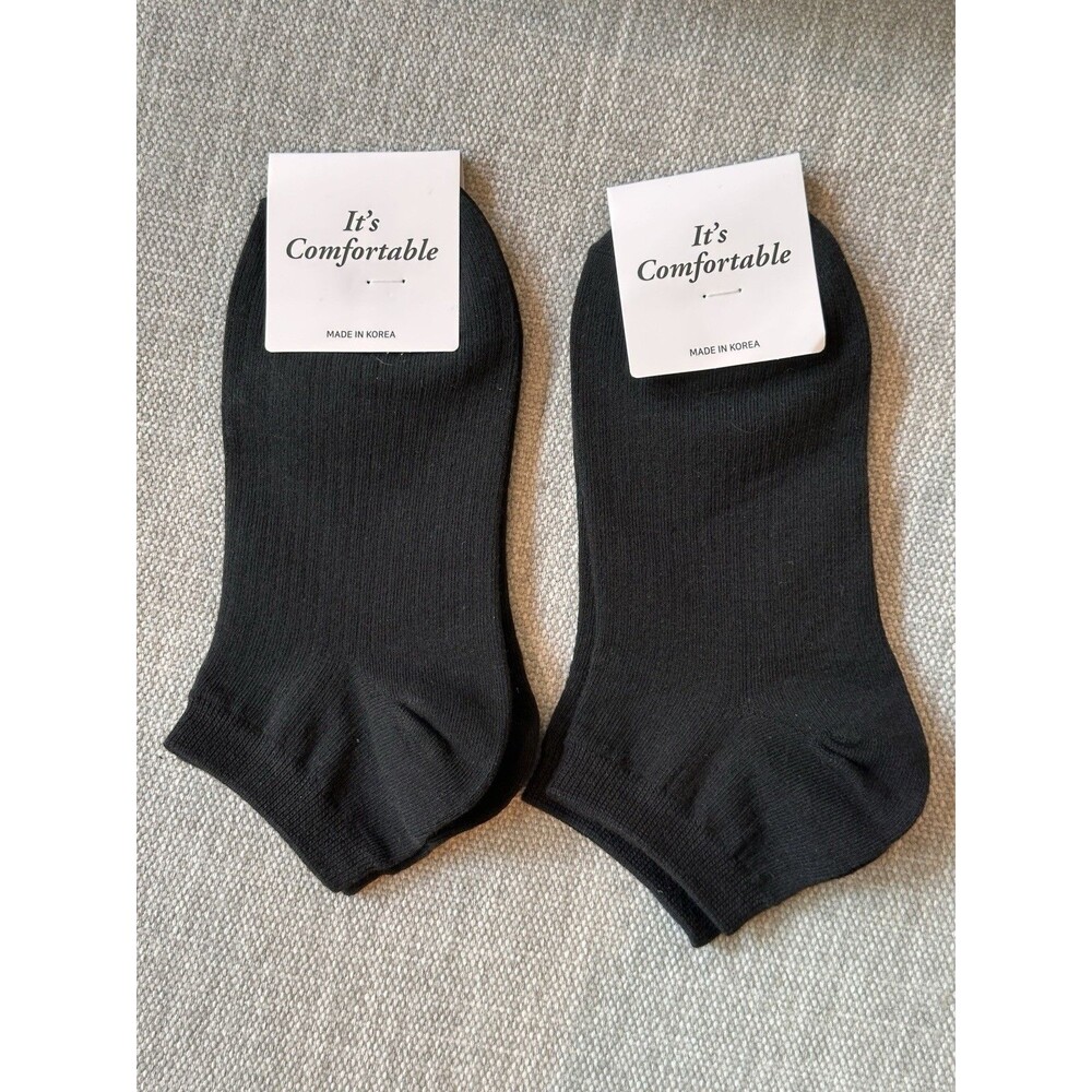 Korean K-Pop Aesthetic Thin Black Ankle Socks Lot of 2 Pairs NWT
